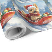 Chesapeake Bay Terrier Hond in Sledge Kerstmis Cadeaupapier (Rol Hoek)
