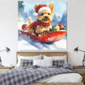 Chesapeake Bay Terrier Hond in Sledge Kerstmis Canvas Afdruk (Insitu (Slaapkamer))