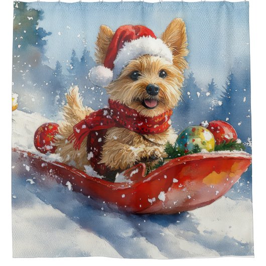 Chesapeake Bay Terrier Hond in Sledge Kerstmis Douchegordijn (Voorkant)