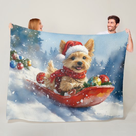 Chesapeake Bay Terrier Hond in Sledge Kerstmis Fleece Deken (In situ)