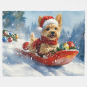 Chesapeake Bay Terrier Hond in Sledge Kerstmis Fleece Deken (Voorkant (Horizontaal))