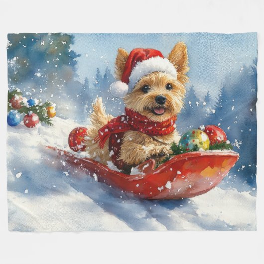 Chesapeake Bay Terrier Hond in Sledge Kerstmis Fleece Deken (Voorkant (Horizontaal))