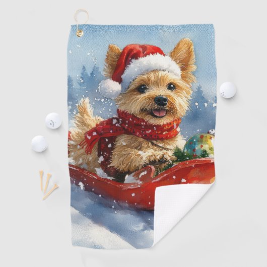 Chesapeake Bay Terrier Hond in Sledge Kerstmis Golfhanddoek (Insitu)