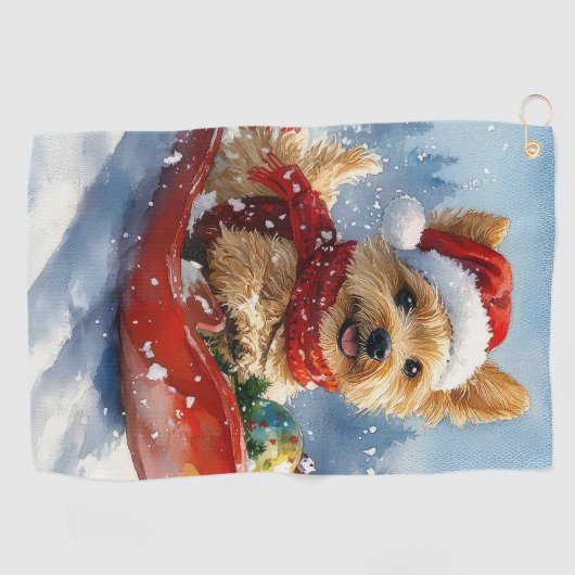 Chesapeake Bay Terrier Hond in Sledge Kerstmis Golfhanddoek (Horizontaal)