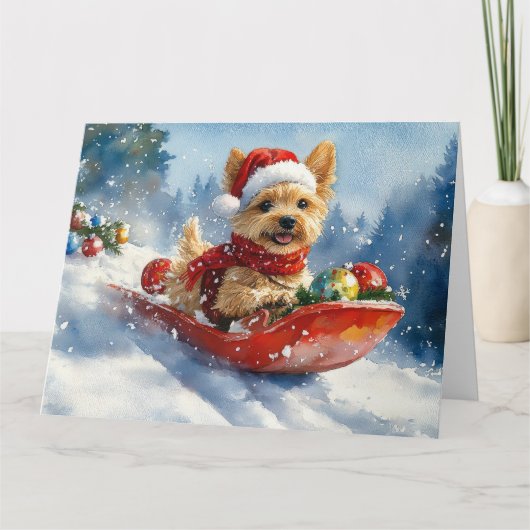Chesapeake Bay Terrier Hond in Sledge Kerstmis Kaart (Voorkant)