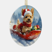 Chesapeake Bay Terrier Hond in Sledge Kerstmis Keramisch Ornament (Rechts)