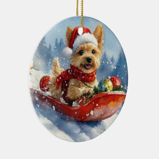 Chesapeake Bay Terrier Hond in Sledge Kerstmis Keramisch Ornament (Rechts)