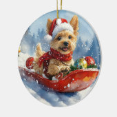 Chesapeake Bay Terrier Hond in Sledge Kerstmis Keramisch Ornament (Links)