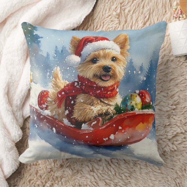 Chesapeake Bay Terrier Hond in Sledge Kerstmis Kussen (Deken)