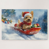 Chesapeake Bay Terrier Hond in Sledge Kerstmis Legpuzzel (Horizontaal)