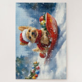 Chesapeake Bay Terrier Hond in Sledge Kerstmis Legpuzzel (Verticaal)