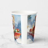 Chesapeake Bay Terrier Hond in Sledge Kerstmis Papieren Bekers (Rechts)