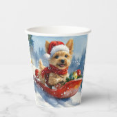 Chesapeake Bay Terrier Hond in Sledge Kerstmis Papieren Bekers (Voorkant)