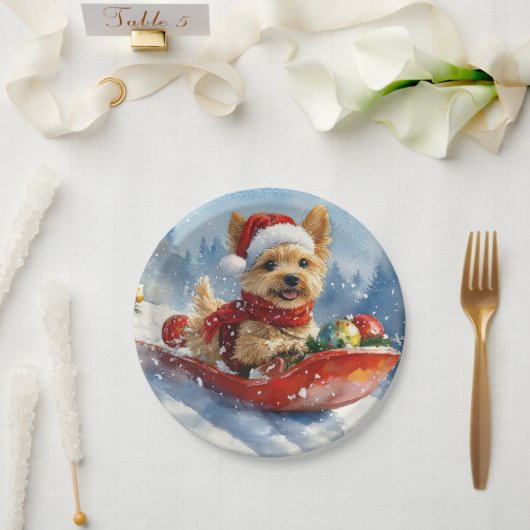 Chesapeake Bay Terrier Hond in Sledge Kerstmis Papieren Bordje (Huwelijk)