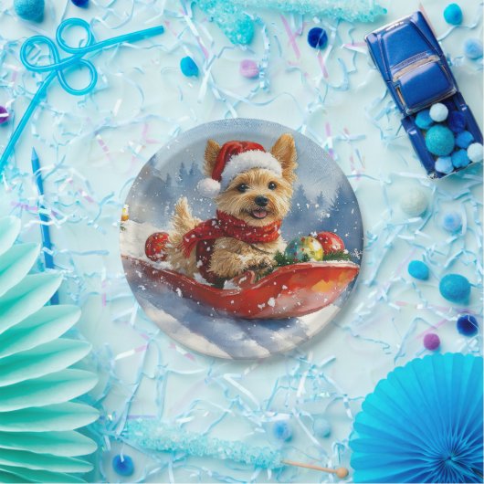 Chesapeake Bay Terrier Hond in Sledge Kerstmis Papieren Bordje (Feest)