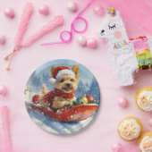 Chesapeake Bay Terrier Hond in Sledge Kerstmis Papieren Bordje (Feest)