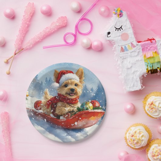 Chesapeake Bay Terrier Hond in Sledge Kerstmis Papieren Bordje (Feest)