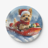 Chesapeake Bay Terrier Hond in Sledge Kerstmis Papieren Bordje (Voorkant)