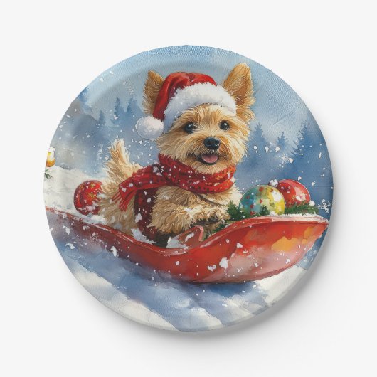 Chesapeake Bay Terrier Hond in Sledge Kerstmis Papieren Bordje (Voorkant)