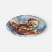 Chesapeake Bay Terrier Hond in Sledge Kerstmis Papieren Bordje (Gekanteld)