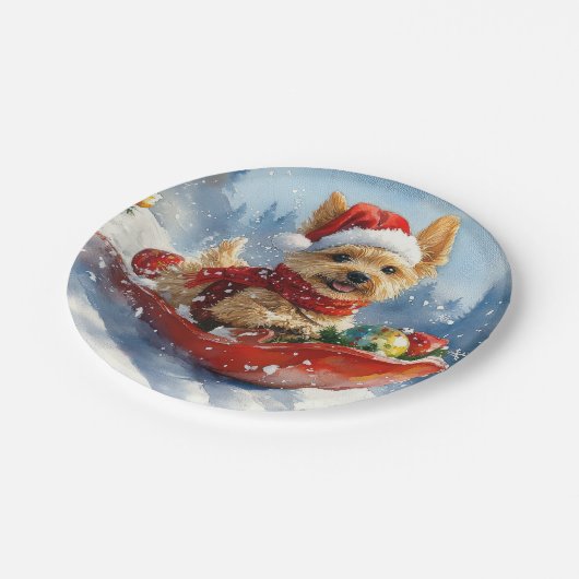 Chesapeake Bay Terrier Hond in Sledge Kerstmis Papieren Bordje (Gekanteld)