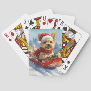 Chesapeake Bay Terrier Hond in Sledge Kerstmis Pokerkaarten