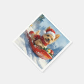 Chesapeake Bay Terrier Hond in Sledge Kerstmis Servet (Hoek)