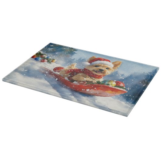 Chesapeake Bay Terrier Hond in Sledge Kerstmis Snijplank (Hoek)