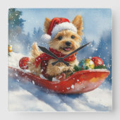 Chesapeake Bay Terrier Hond in Sledge Kerstmis Vierkante Klok (Voorkant)