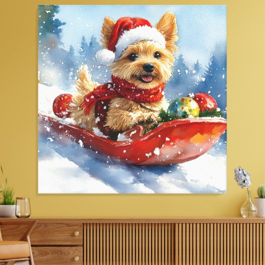 Chesapeake Bay Terrier-hond in slee Christmas Canvas Afdruk (Insitu (Woonkamer))