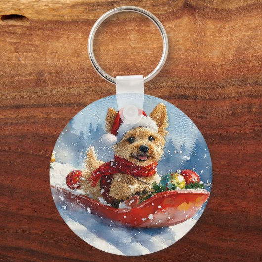 Chesapeake Bay Terrier-hond in slee Christmas Sleutelhanger (Achterkant)