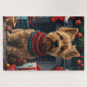 Chesapeake Bay Terrier-hond met kerstcadeaus  Legpuzzel (Horizontaal)