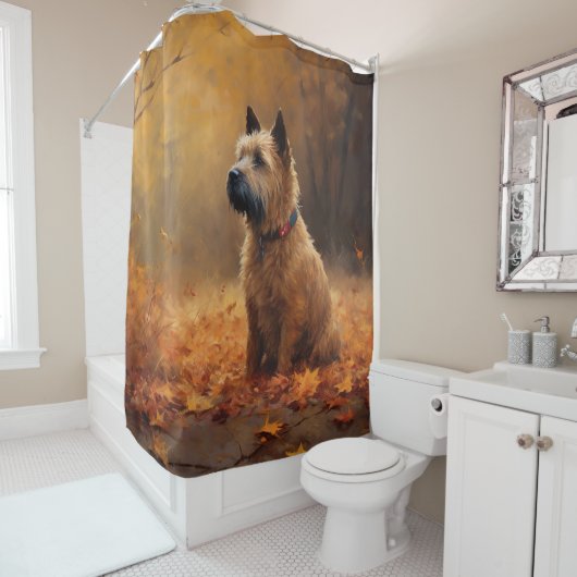 Chesapeake Bay Terrier in herfstblad Douchegordijn (In situ)