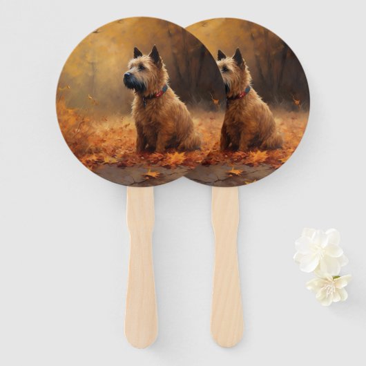 Chesapeake Bay Terrier in herfstblad Handwaaier (Voorkant en achterkant)