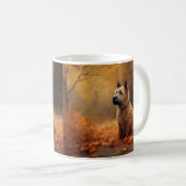 Chesapeake Bay Terrier in herfstblad Koffiemok (Voorkant rechts)