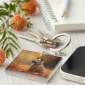 Chesapeake Bay Terrier in herfstblad             Sleutelhanger (Voorkant Rechts)