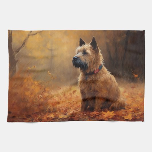 Chesapeake Bay Terrier in herfstblad Theedoek (Horizontaal)