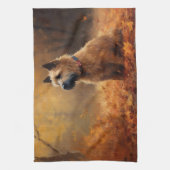 Chesapeake Bay Terrier in herfstblad Theedoek (Verticaal)