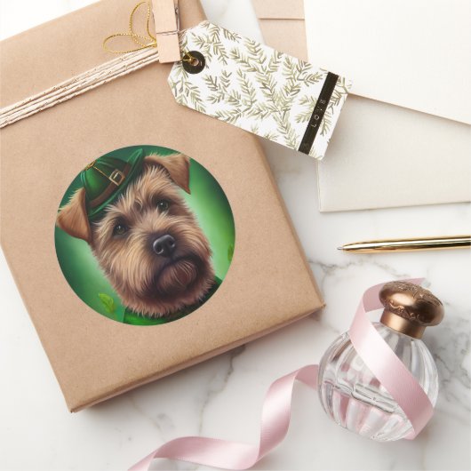 Chesapeake Bay Terrier in St. Patrick's Day Dress Ronde Sticker (Geschenken)