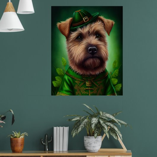 Chesapeake Bay Terrier in St. Patrick's Day-kostuu Poster (Woonkamer 1)