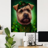 Chesapeake Bay Terrier in St. Patrick's Day-kostuu Poster (Thuiskantoor)