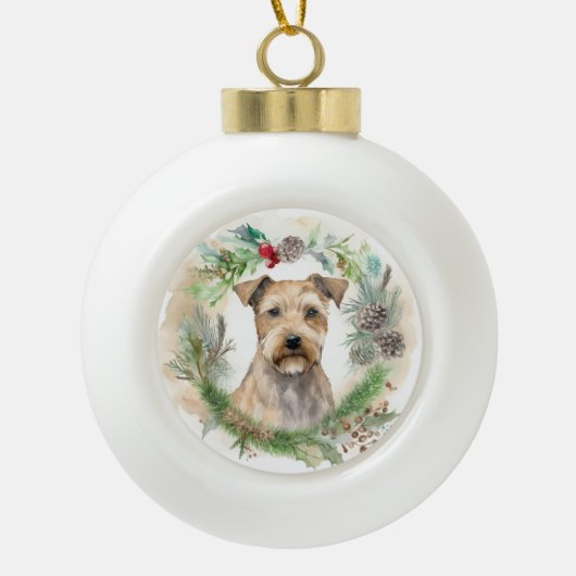 Chesapeake Bay Terrier Kerstkrans feestelijk Keramische Bal Ornament (Voorkant)
