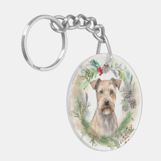 Chesapeake Bay Terrier Kerstkrans feestelijk Sleutelhanger (Voorkant Links)