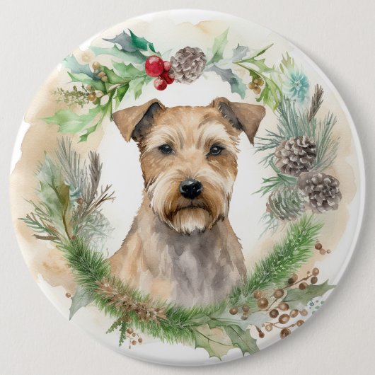 Chesapeake Bay Terrier Kerstkrans Festive Ronde Button 6,0 Cm (Voorkant)