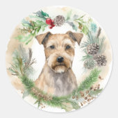 Chesapeake Bay Terrier Kerstkrans Festive Ronde Sticker (Voorkant)