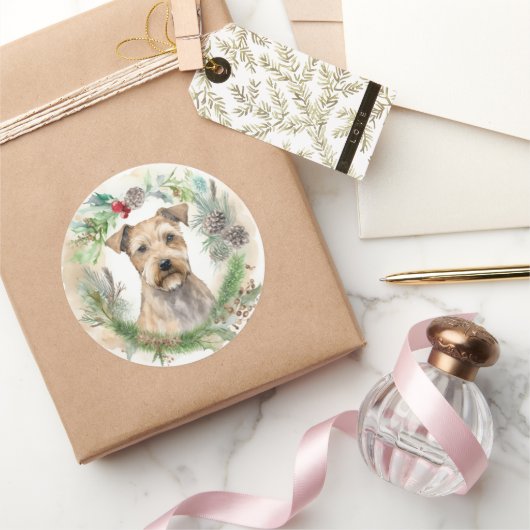 Chesapeake Bay Terrier Kerstkrans Festive Ronde Sticker (Geschenken)