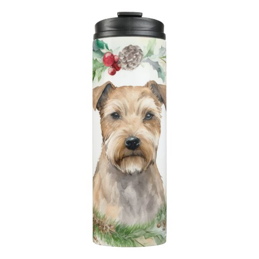 Chesapeake Bay Terrier Kerstkrans Festive Thermosbeker (Voorkant)