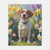 Chesapeake Bay Terrier Lente Bloemen Schilderen Fleece Deken (Voorkant)