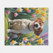 Chesapeake Bay Terrier Lente Bloemen Schilderen Fleece Deken (Voorkant (Horizontaal))