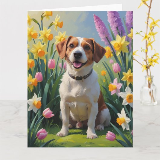 Chesapeake Bay Terrier Lente Bloemen Schilderen Kaart (Gele Bloem)